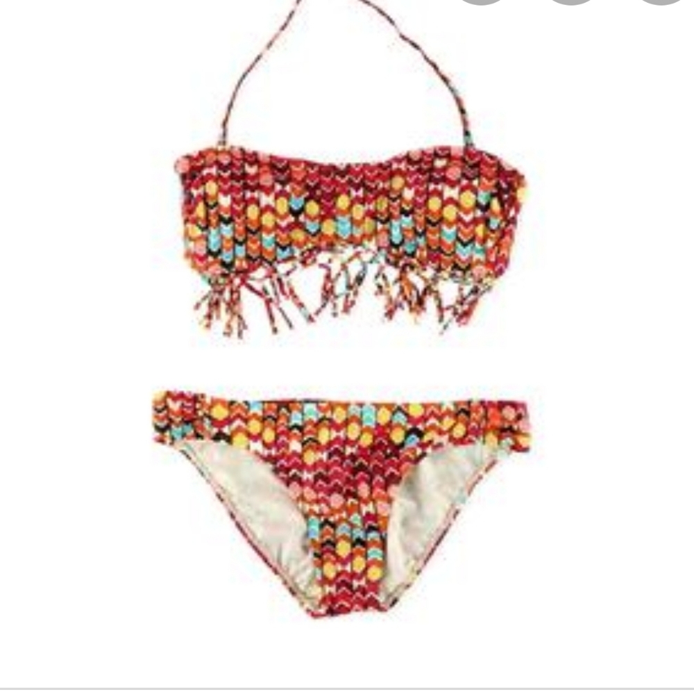 NWT Hobie Chevron fringe bandeau bikini Medium